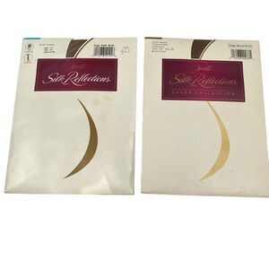 Hanes Silk Reflections Silky Sheer Pantyhose & Thigh Highs size CD vintage Lot